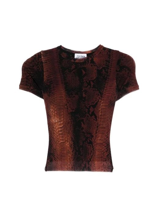 Jean Paul Gaultier Red Fitted Snake Print Top