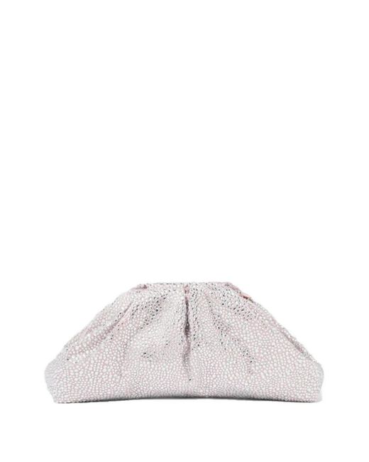 Twentyfourhaitch White Cambridge Rhinestone-Embellished Clutch Bag