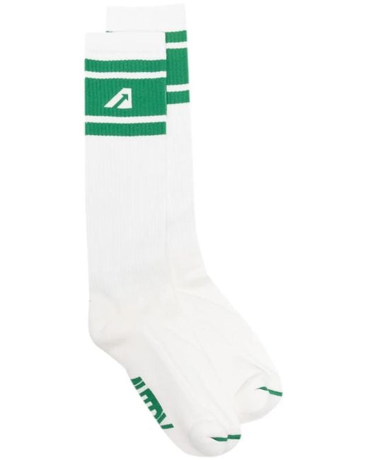 Autry Green Logo-Intarsia Ribbed Socks for men