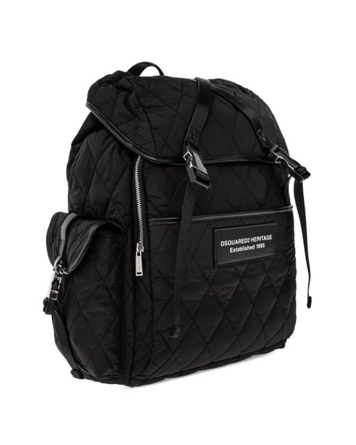 DSquared² Black Padded Backpack for men