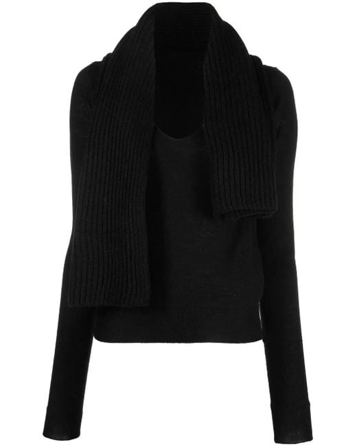 MM6 by Maison Margiela Black Scarf-Collar Detail Jumper