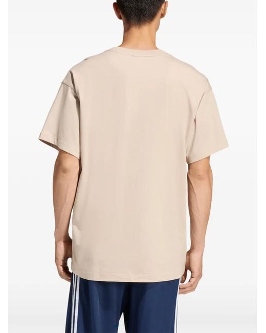 Adidas Natural Logo-Embroidered Cotton T-Shirt for men