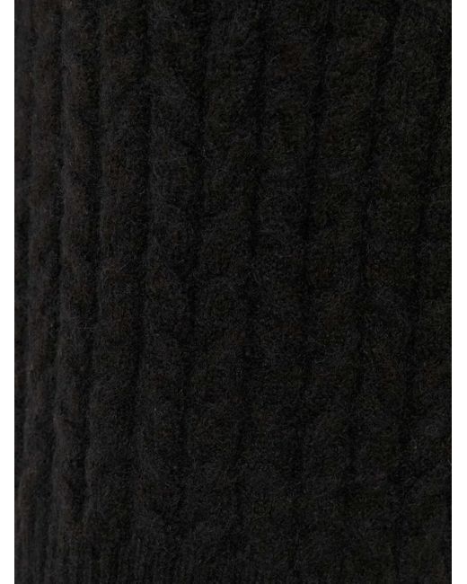 Silvian Heach Black Cable-Knit Ruffled Sweater