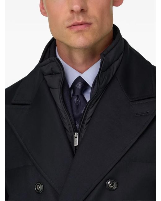 Boggi Blue Double-Breasted Padded Coat With Removable Bib for men