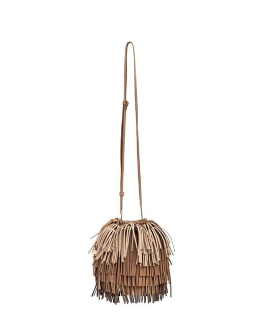 Zimmermann Natural Fringe-Trimmed Leather Bucket Bag