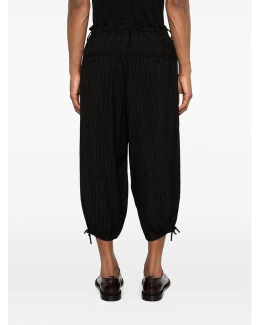 Yohji Yamamoto Black Striped-Pattern Trousers for men