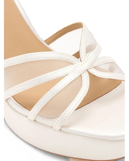 Badgley Mischka White Yohana Mesh-Panel Platform Sandals