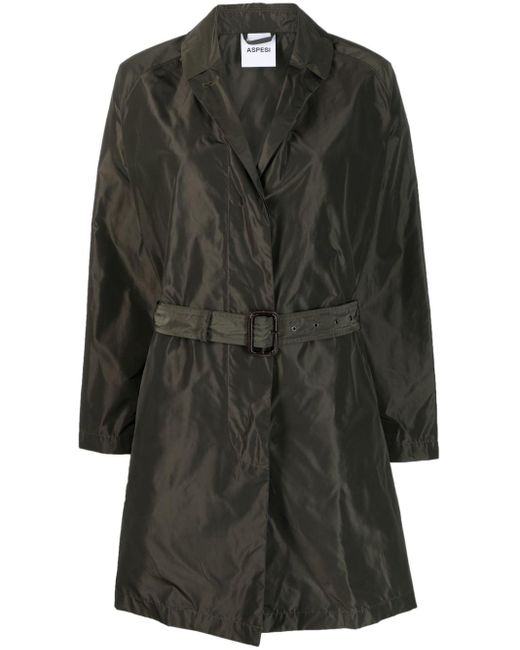 Manteau en taffetas à taille ceinturée Aspesi en coloris Noir | Lyst