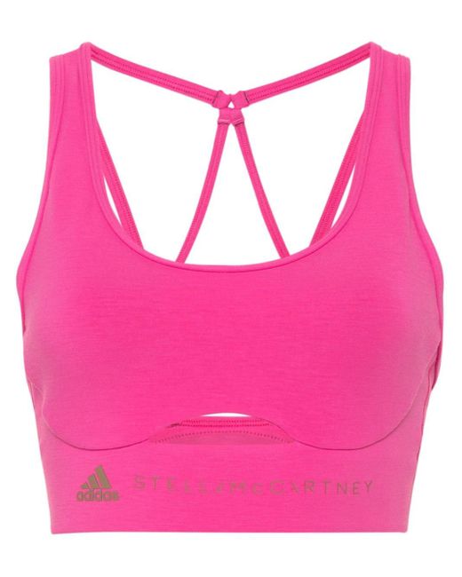 Top con logo estampado Adidas By Stella McCartney de color Pink