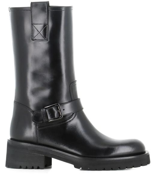 Alberto Fasciani Black Isabel 9003 Buckle-Strap Biker Boots