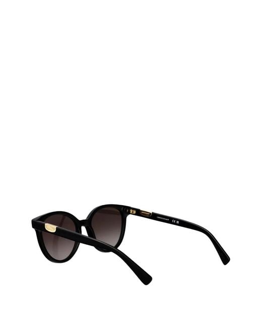 Longchamp Black Logo-Plaque Round-Frame Sunglasses