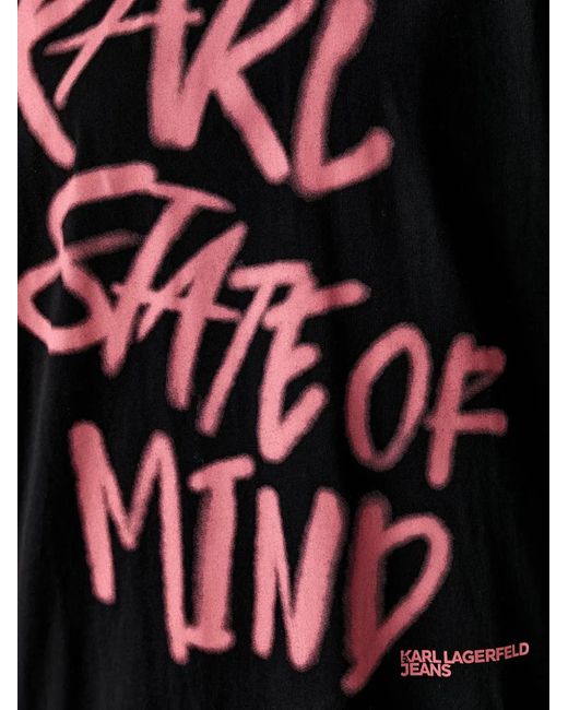 Karl Lagerfeld Black Slogan-Print T-Shirt Mini Dress