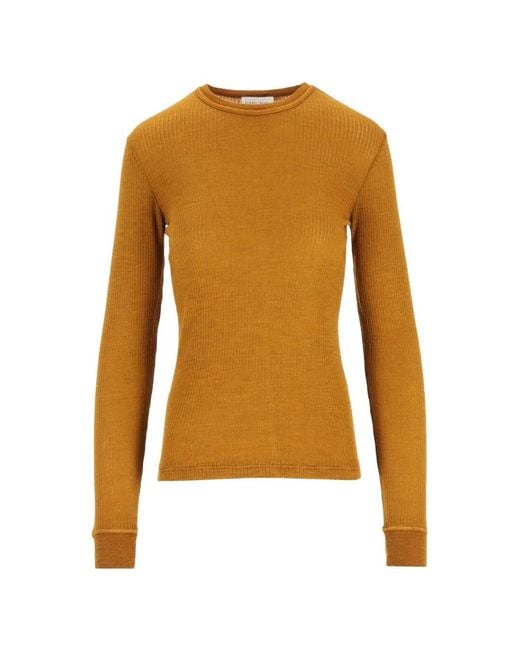 Forte_forte Orange Ribbed-Knit Long-Sleeve Sweater