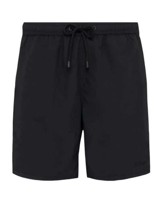 Mc2 Saint Barth Black Patmos Drawstring Swim Shorts for men