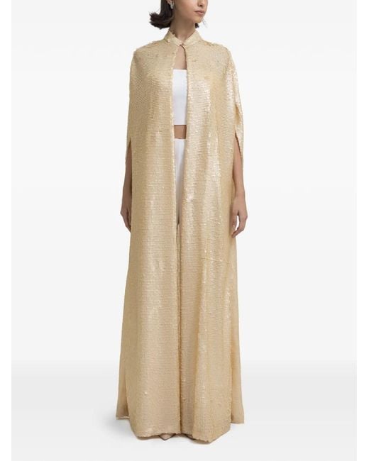 Gemy Maalouf Natural Open Sequins Kaftan