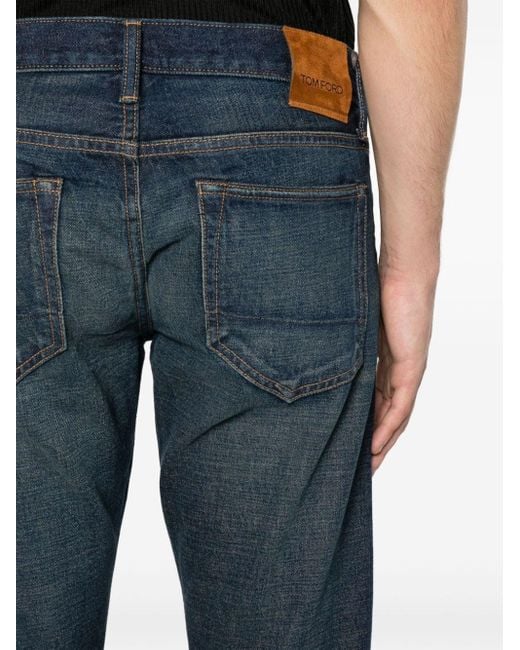 Tom Ford Blue Mid-Rise Slim-Fit Jeans for men