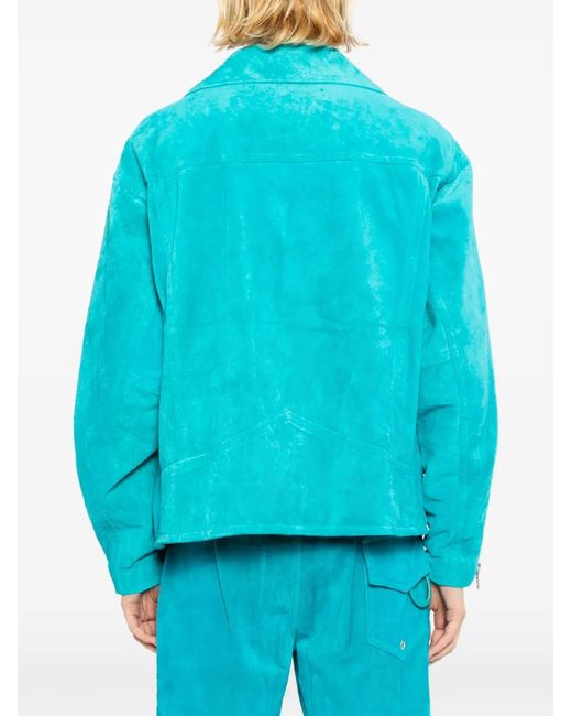 A LEATHER Leren Jack in het Blue voor heren