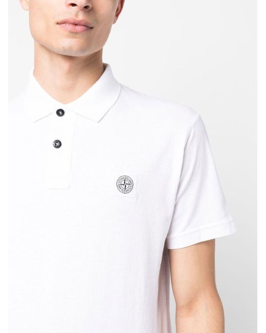 Stone Island Compass-patch Polo Shirt in White for Men | Lyst