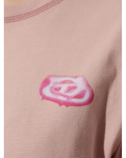 DIESEL Pink T-Normy Topstitch Logo T-Shirt
