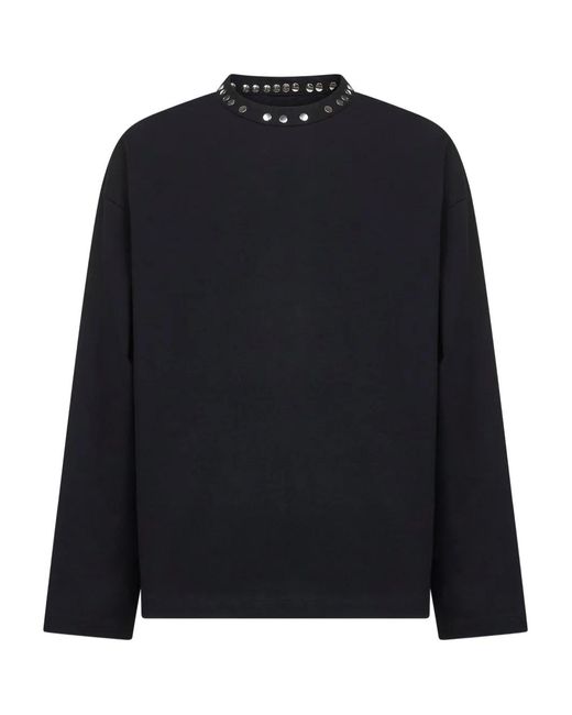 Jil Sander Blue Metal-Stud Crew-Neck Top for men