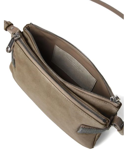 Brunello Cucinelli Mini Essence Crossbody Bag Gray