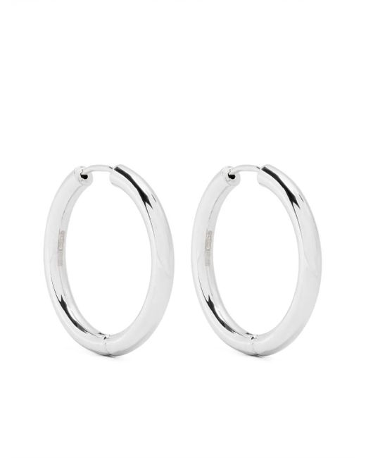 Adina Reyter White Tube Huggy Hoop Earrings