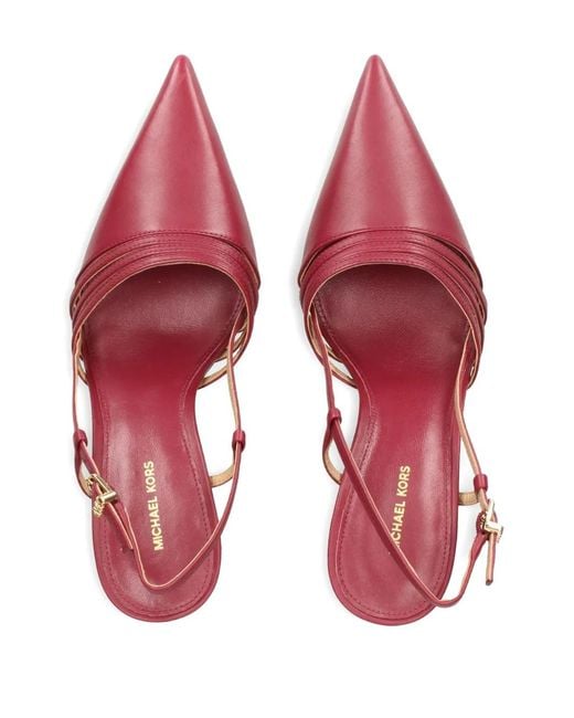 Michael Kors Pink 88Mm Haisley Pointed-Toe Strappy Slingback Pumps