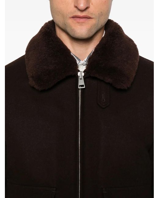 Veste À Col En Peau Lainée Sandro pour homme en coloris Black