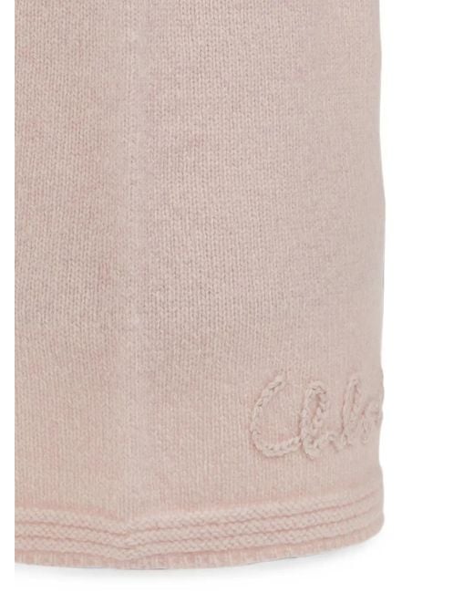 Chloé Pink Logo-Embroidered Wool Snood