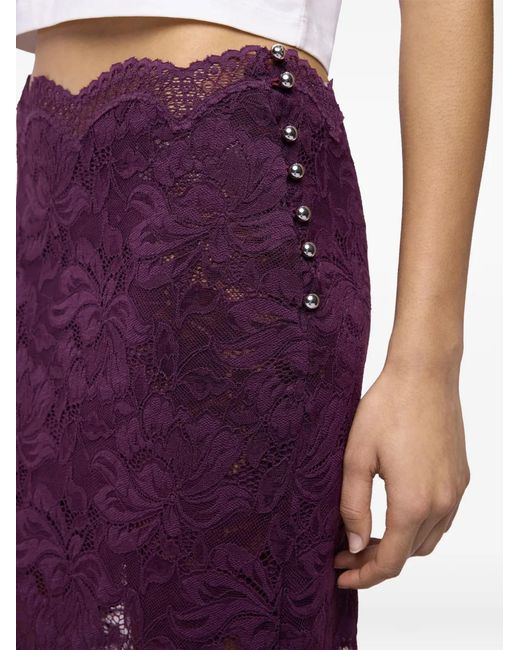 Rabanne Purple Jupe Mi-Longue À Design Superposé