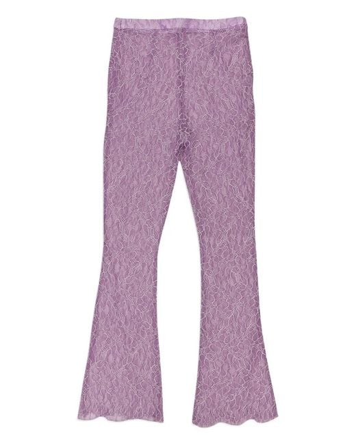 CALLIPYGIAN Purple Laced Flared Trousers