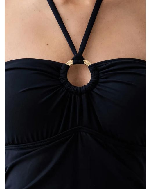 MICHAEL Michael Kors Black Halterneck Ring-Detail Swimsuit