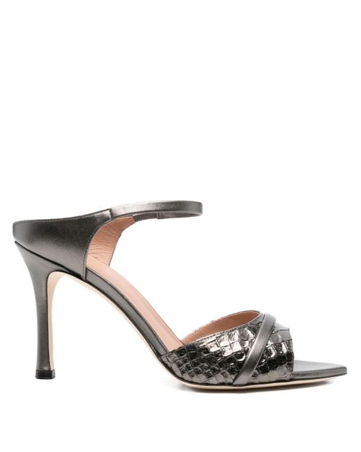 Malone Souliers Metallic 95Mm Yuna Ankle-Strap Woven Sandals