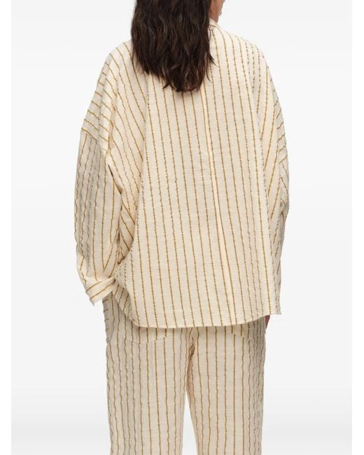 Bimba Y Lola Natural Texture-Finish Striped Shirt