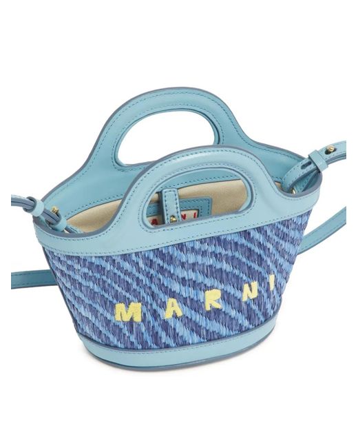 Marni Blue Raffia-Effect Tropicalia Micro Bag