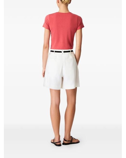 Another Tomorrow Pink Fitted Short-Sleeve T-Shirt