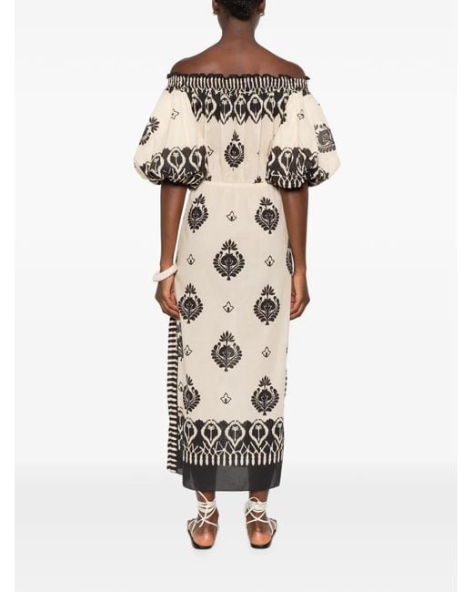 Johanna Ortiz White Harbor Hues Off-Shoulder Midi Dress