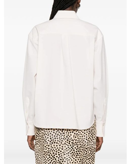 Victoria Beckham White Cropped Long-Sleeve Shirt