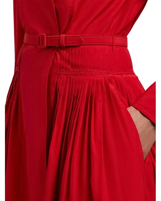 Ralph Lauren Red Daley Cotton-Blend Poplin Evening Shirtdress