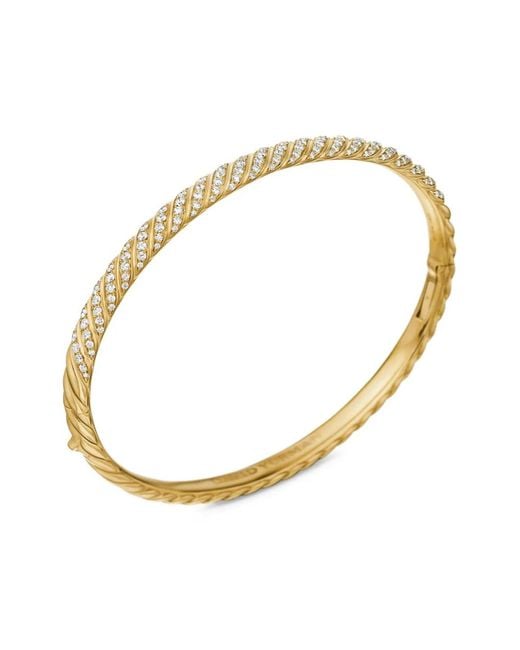 David Yurman Metallic 18Kt Sculpted Cable Bangle Diamond Bracelet (4.6Mm)