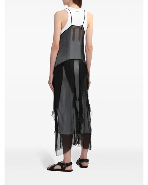 N°21 Black Layered Silk Midi Dress