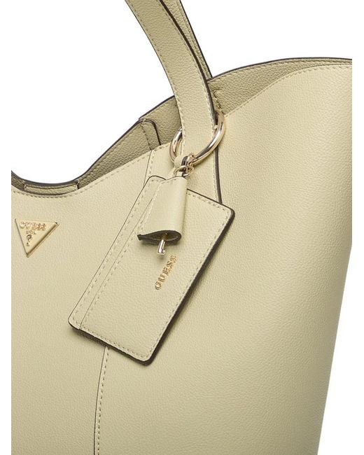 Guess Natural Large Darcy Logo-Plaque Pebble-Textured Tote Bag