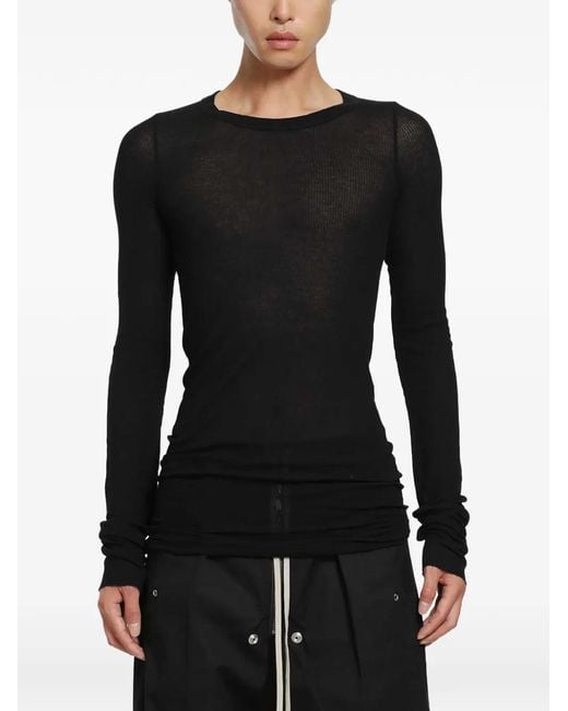 Rick Owens Black Tower Ribbed-Knit Long-Sleeve T-Shirt for men