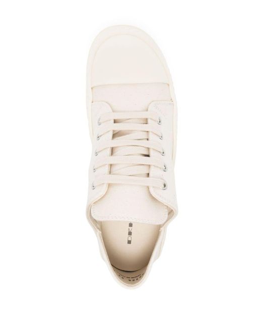 Rick Owens White Lace-up Canvas Sneakers
