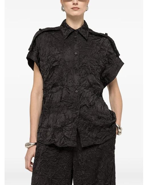 Nissa Black Crinkle Effect Shirt