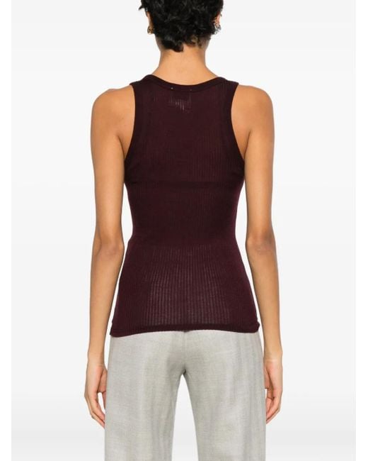 Forte_forte Purple Wool Ribbed American Tank Top