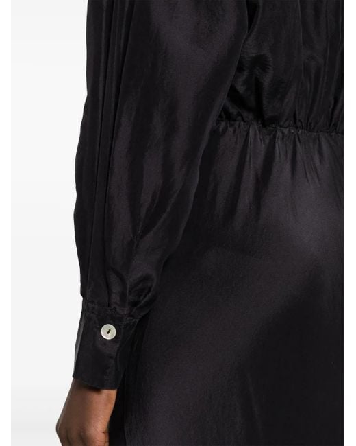 Forte Forte Zijden Maxi-Jurk Met V-Hals in het Black
