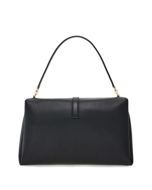 Ferragamo Black Front Flap Shoulder Bag (L)