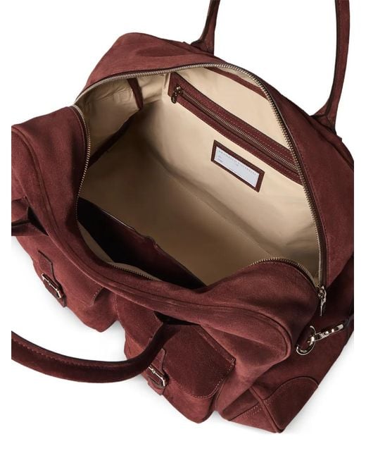 Brunello Cucinelli Purple Suede Weekender Bag for men