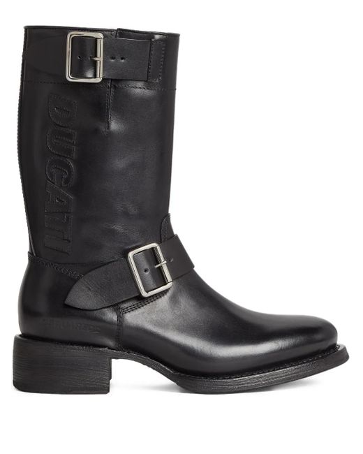 DSquared² Black X Ducati Leather Biker Boots for men